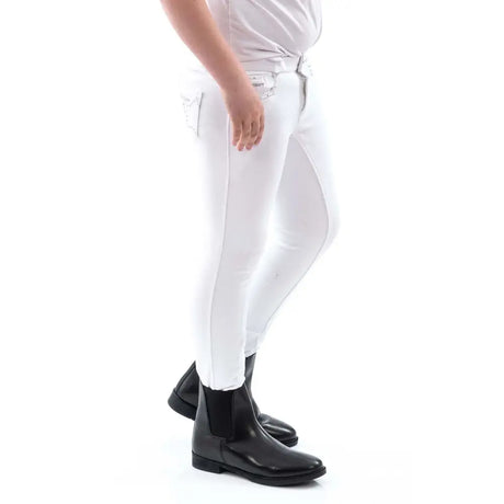 Whitaker B147K Birtle Diamante Kids Breeches White 11/12 Years White Breeches