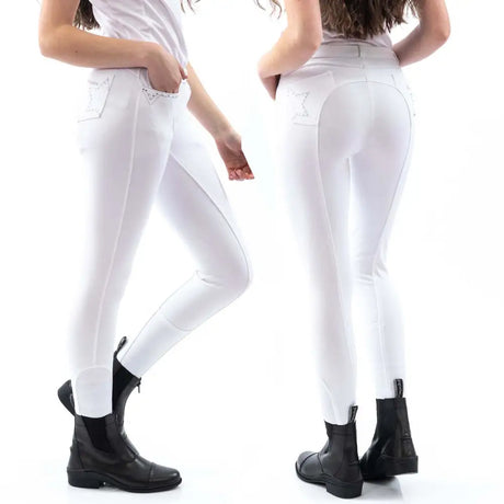 Whitaker B147L Birtle Diamante Ladies Breeches White Size 24 White Breeches