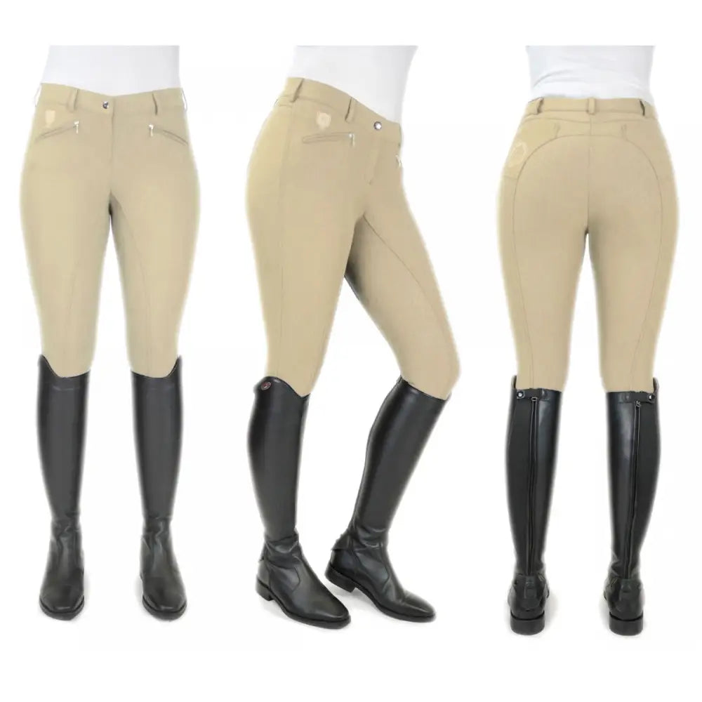 Beige whitaker b167 lyon performance breeches with sleek form-fitting design and subtle stitching details