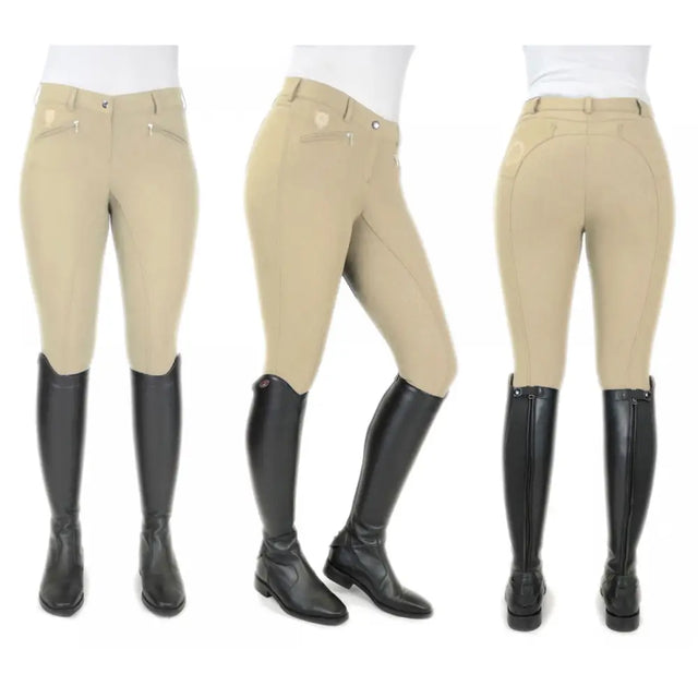 Beige whitaker b167 lyon performance breeches with sleek form-fitting design and subtle stitching details