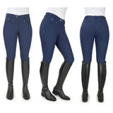 Navy blue whitaker b167 lyon performance breeches with zippered pockets and a sleek form-fitting design