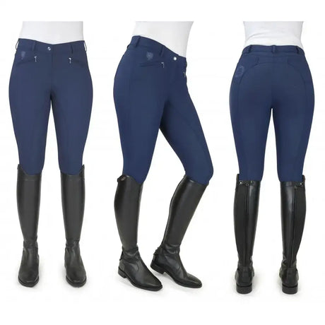 Navy blue whitaker b167 lyon performance breeches with zippered pockets and a sleek form-fitting design