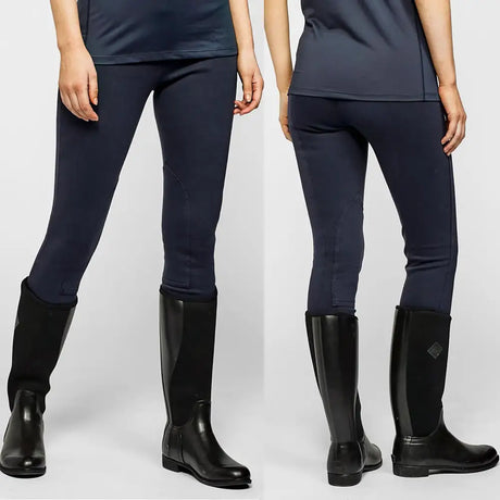 Navy blue stretch whitaker b192l pateley ladies jodhpurs with subtle seam detailing perfect for riding