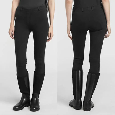 Black whitaker b193 brightside kids jodhpurs black with stretchy fabric and reinforced knee panels for riding comfort