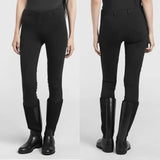 Black whitaker b193 brightside kids jodhpurs with smooth stretchy fabric and reinforced knee panels for riding