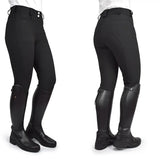 Black whitaker b238l hemsworth ladies breeches with smooth form-fitting material and subtle stitching details