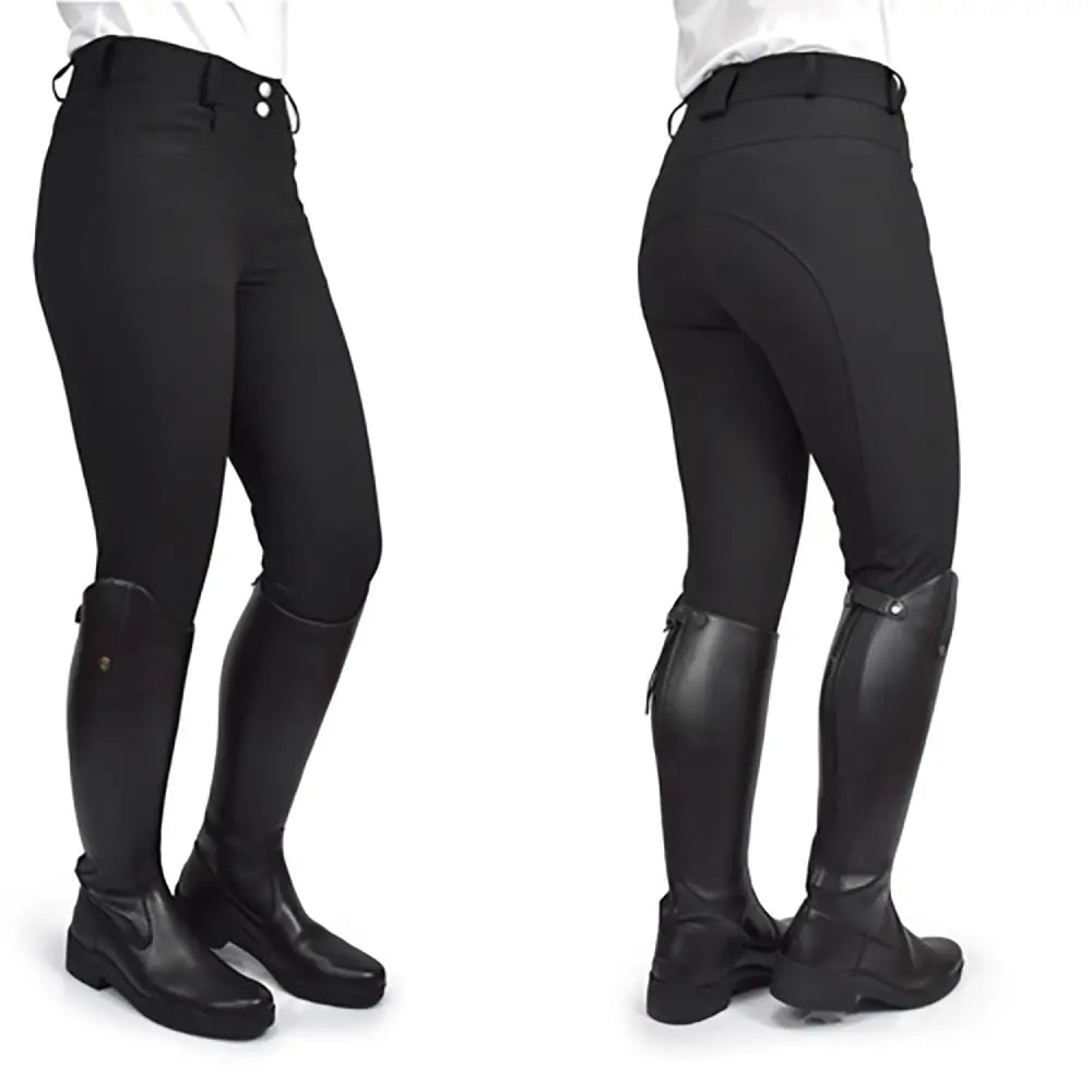 Black whitaker b238l hemsworth ladies breeches with smooth form-fitting material and subtle stitching details