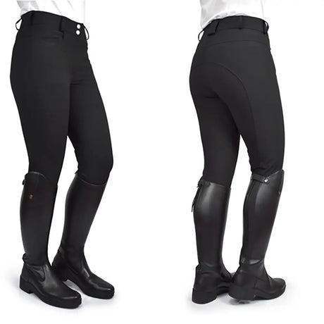 Black whitaker b238l hemsworth ladies breeches made of smooth, form-fitting material with subtle stitching details
