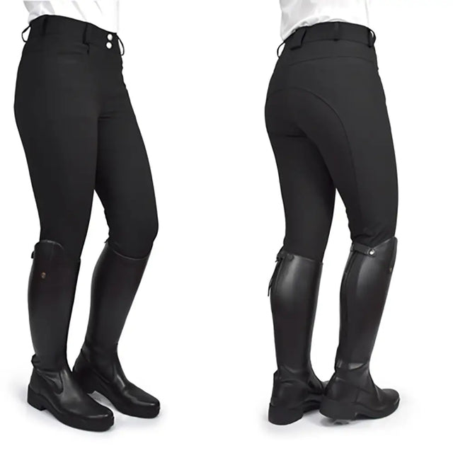 Black whitaker b238l hemsworth ladies breeches made of smooth, form-fitting material with subtle stitching details