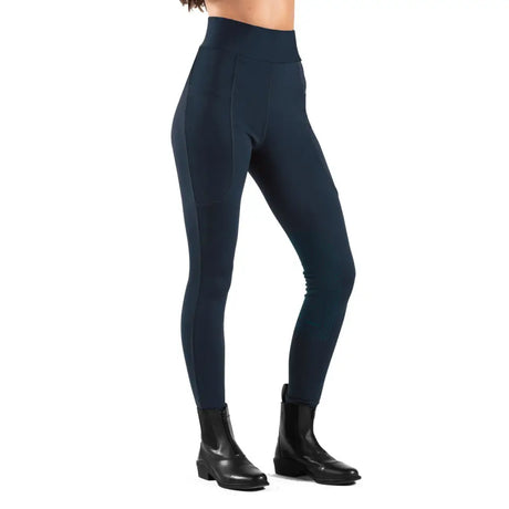 Navy whitaker b368k poynton kids riding tights with high-waisted smooth stretch fabric and subtle side seams