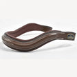 Brown leather horse bridle noseband with white stitching and john whitaker emblem whitaker bb101 raised squared curved browband