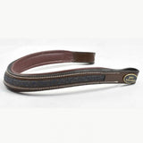 Brown leather browband havana navy with micro-sparkle grip and white stitching featuring john whitaker tag whitaker bb103 micro-sparkle