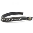 Black leather browband black whitaker bb104 checkerboard with clear and dark rhinestones and white stitching