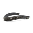 Black leather whitaker bb105 chunky crystal browband with dark rhinestones and white stitching for horses