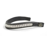 Black leather whitaker bb105 chunky crystal browband with clear rhinestones and silver john whitaker plaque
