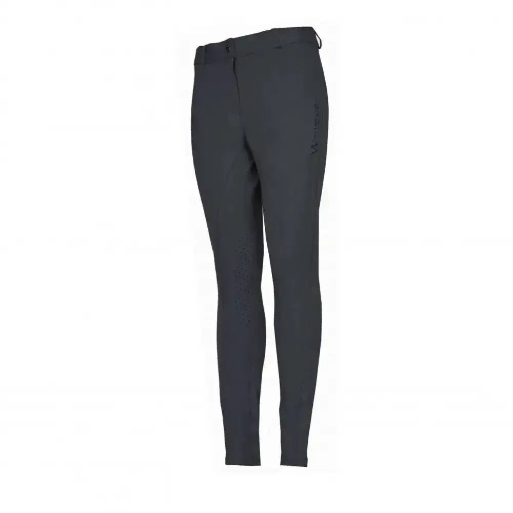 Black whitaker birstall lady form-fitting riding breeches with subtle branding perfect ladies knitted breeches