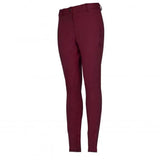Maroon whitaker birstall lady breech with sleek form-fitting design and subtle branding on thigh ladies knitted breeches