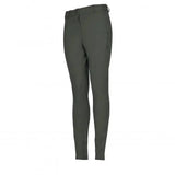 Dark olive green whitaker birstall lady knitted breeches with sleek fit and subtle thigh branding for ladies riding style