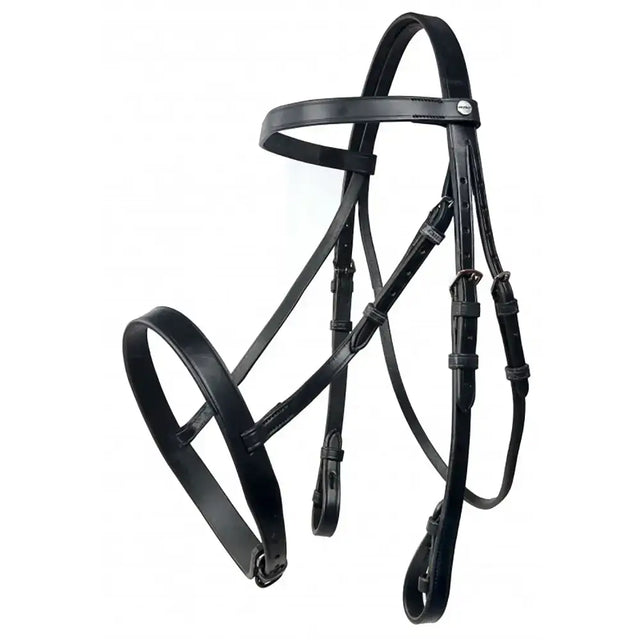 Black leather horse bridle whitaker br037 wakefield with adjustable straps and metal buckles wakefield bridle black