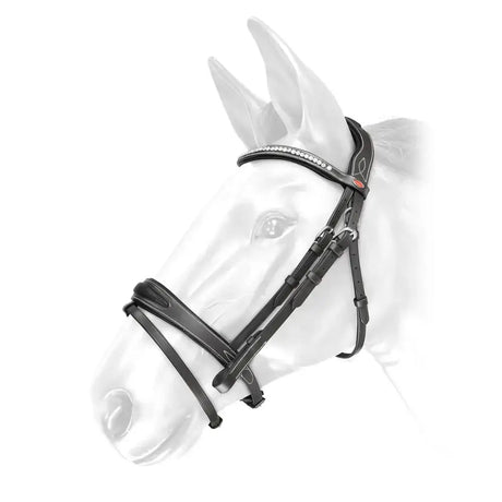 Black leather whitaker br071 chicago bling bridle with rhinestone browband and subtle stitching detail