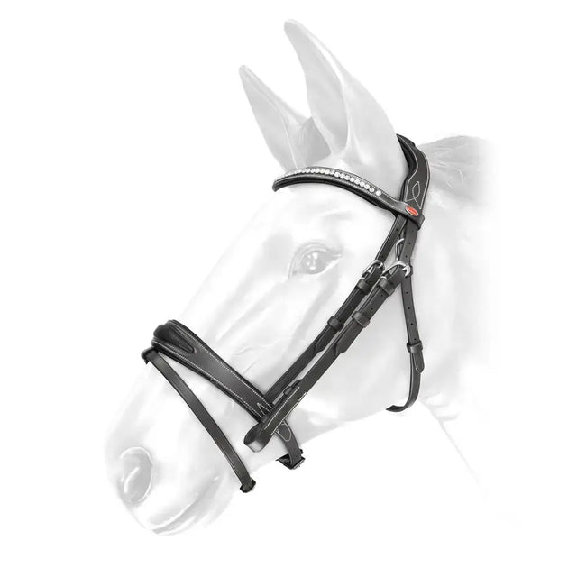 Black leather whitaker br071 chicago bling bridle with rhinestone browband and subtle stitching detail