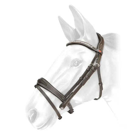 Brown leather whitaker br071 chicago bling bridle with rhinestone browband and subtle stitching in havana color