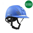 Blue Whitaker Club young rider helmet in blue with silver accents and ventilation slots for comfortable riding