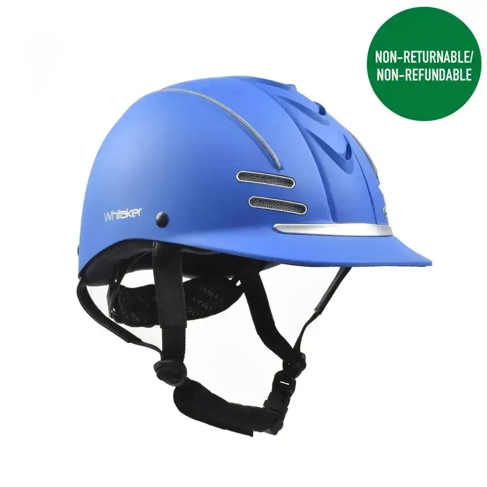 Blue Whitaker Club young rider helmet in blue with silver accents and ventilation slots for comfortable riding