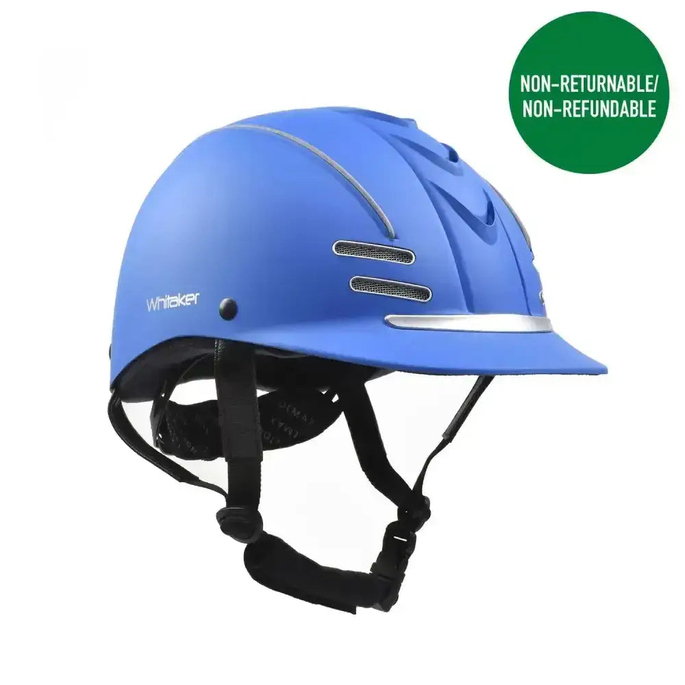 Whitaker club young rider helmet in blue with silver accents and ventilation slots for comfort and style