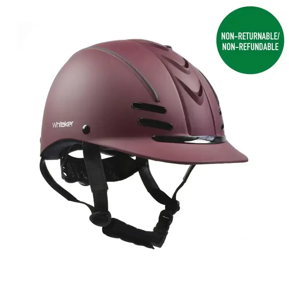 Maroon matte finish whitaker club young rider helmet burgundy with black ventilation slots and adjustable straps