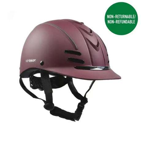Maroon matte finish whitaker club young rider helmet burgundy with black adjustable straps and ventilation slots