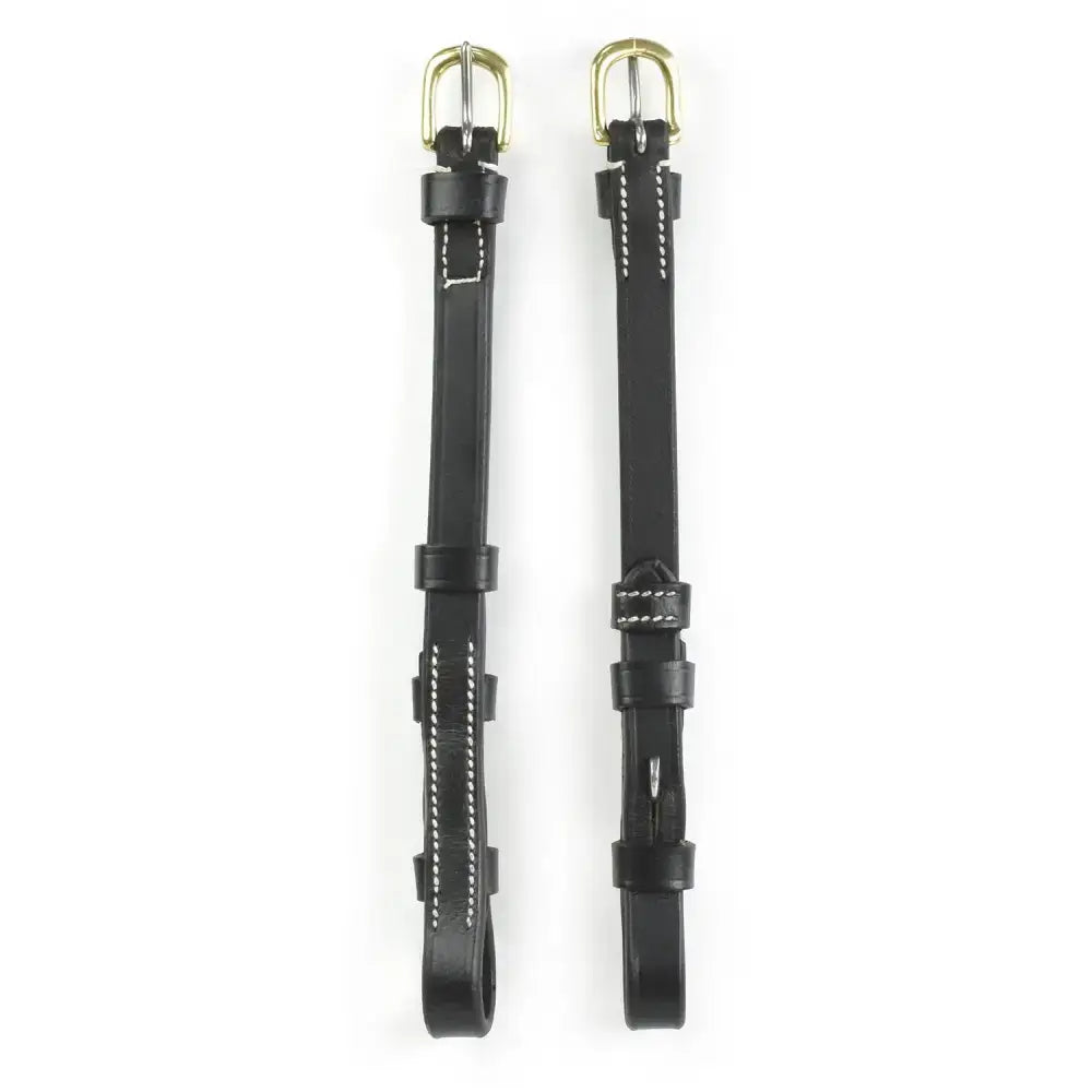 Black leather whitaker cp100 billet cheek pieces black with gold buckles and white stitching for horse tack