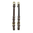Brown leather whitaker cp101 buckle cheek pieces havana with brass buckles and white stitching