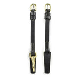 Black leather whitaker cp102 clip cheek pieces with gold buckles and stitching for horse bit straps