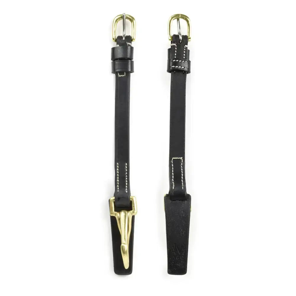 Black leather whitaker cp102 clip cheek pieces with gold buckles and stitching for durable cheek pieces black use