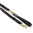 Black leather draw reins with brass hardware and stitched detailing from whitaker draw reins elastic