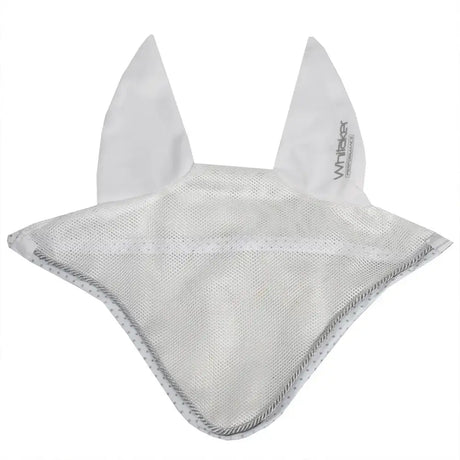 White mesh fly veil white with stitched edges and subtle logo on right ear flap by whitaker fv061 san francisco fly veil