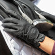 Black leather whitaker g036 wellington glove with textured palm and reinforced stitching for close contact fit