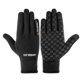 Back of black fleece gloves black whitaker g039 wingate fleece gloves with touchscreen and subtle white logo pattern