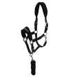 Black leather whitaker hc160 club head collar with silver hardware and padded handle in leadrope set black