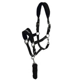 Black leather whitaker hc160 club head collar with silver hardware and padded handle in leadrope set black