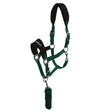 Green leather whitaker hc160 club headcollar with black padded headpiece and matching coiled leadrope set green