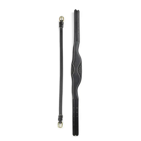 Black leather whitaker hp100 anatomic headpiece with contrast stitching and gold-toned buckles for horses