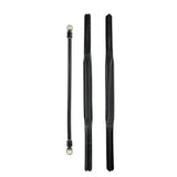 Black leather whitaker hp101 straight headpiece with silver buckles and stitching details headpiece black