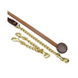 Brown leather horse lead with gold hardware from whitaker lcl leather show lead perfect for shows and training