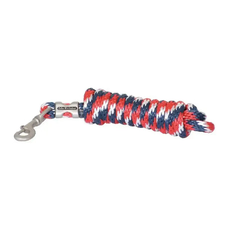 Whitaker lead rope multi-colour braided red white and navy blue with silver swivel trigger clip for horses
