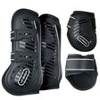 Black whitaker lp083 bingley tendon boots with silver reflective stripes and adjustable straps for leg protection