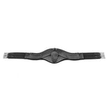 Black leather pressure girth black whitaker lw021 classic with silver metal buckles and detailed stitching