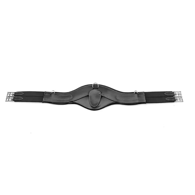 Black leather pressure girth black with silver buckles and stitching from whitaker lw021 classic collection