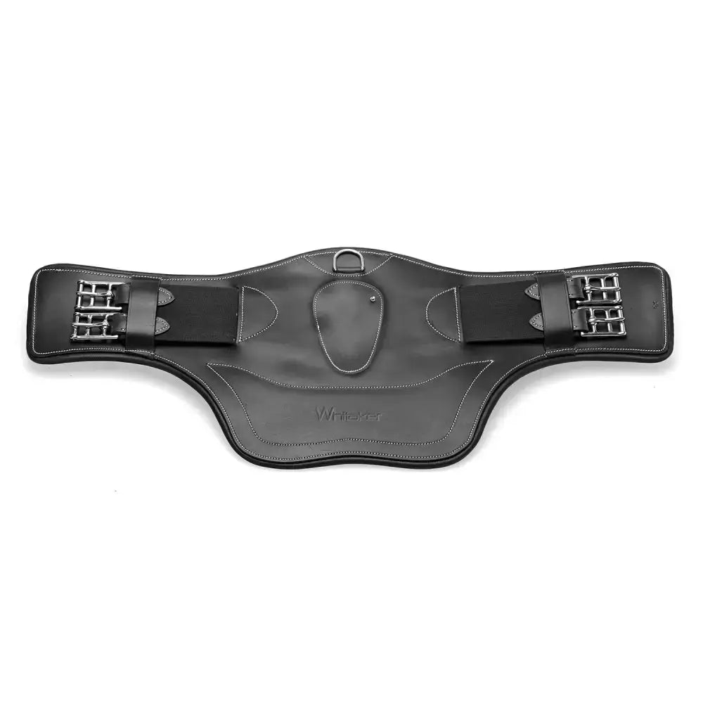 Black leather whitaker lw022 event guard black saddle pad with silver metal buckles and stitching